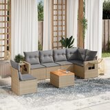 Maison Chic Seti vrtnega pohištva - Vrtna garnitura - Vrtni pohištvo set 7-delna z blazinami bež poli ratan, (21806006) | Shoptok.si