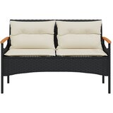  Vrtna klupa s jastucima 116 x 62,5 x 74 cm crna od poliratana | shoptok.hr