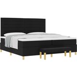 vidaXL Box Spring postelja z matacijo in klopjo Črna 200x200 cm Tkanina, (22049733) | Shoptok.si