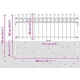  Obročasta ograja Črna 200 x 130 cm Prašno lakirano jeklo, (5000157900) | Shoptok.si