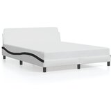 Maison Chic Posteljni Okvir - Dvoposteljna postelja z vzglavjem bel in črn 160x200 cm umetno usnje, (22080294) | Shoptok.si