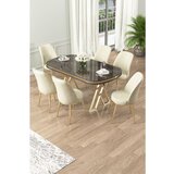 Hanah home lai - anthracite, gold, cream anthracitegoldcream dining table & chairs set (7 pieces) | ePonuda.com