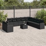  12-dijelni set vrtnih sofa od poliratana s jastucima crni Crna | Shoptok.si