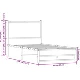 vidaXL Metalni okvir kreveta s uzglavljem smeđa boja hrasta 90x190 cm | shoptok.hr