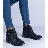 D/CEO marka niezdefiniowana Black flat ankle boots with a cutout and a buckle Savaner | ePonuda.com