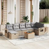 Maison Chic Seti vrtnega pohištva - Vrtna garnitura - Vrtni pohištvo set 8-delna z blazinami bež poli ratan, (21802178) | Shoptok.si