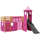 vidaXL Dječji krevet na kat s tornjem rozi 80x200 cm masivna borovina | shoptok.hr