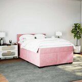 vidaXL Box spring postelja z vzmetnico temno roza 140x200 cm žamet | Shoptok.si