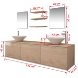  10-dijelni set kupaonskog namještaja s umivaonikom i slavinom bež | shoptok.hr