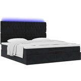 vidaXL Otomanski posteljni okvir z vzmetnicami črn 200x200cm žamet | Shoptok.si