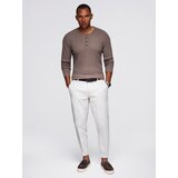 Ombre Men's ribbed sweater with buttons at the neckline - ash | shoptok.hr