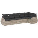 Maison Chic Seti vrtnega pohištva - Vrtna garnitura - Vrtni pohištvo set 6-delna z blazinami siv poli ratan, (21808068) | Shoptok.si