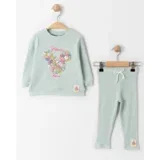 Kompletić za devojčice, majica i pantalone Minnie Flowers, Zeleni