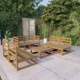 Maison Chic Seti vrtnega pohištva - Vrtna garnitura - Vrtni pohištvo set 7-delna medeno rjava trdna borovina, (21808085) | Shoptok.si
