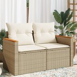 Maison Chic Vrtni kavč - Zunanji kavč z blazinami 2-sedežni bež poli ratan, (22043788) | Shoptok.si