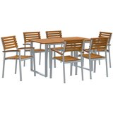  Set za objedovanje na otvorenom od 7 dijelova čvrsto drvo akacije i metal | shoptok.hr