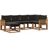 vidaXL Zunanja garnitura za sedenje z blazino 6 pcs Naravna in črna, (5000281174) | Shoptok.si
