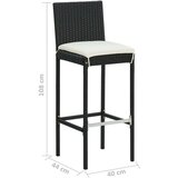 Poli 5-dijelni vrtni barski set od poliratana s jastucima crni | shoptok.hr