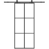  Klizna vrata s priborom crna 90 x 205 cm od ESG stakla | shoptok.hr