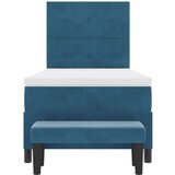 Box Spring krevet s madracem i klupicom tamnoplave boje 100x200 cm od baršuna | shoptok.hr