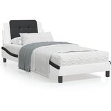 vidaXL Posteljni okvir z LED lučkami bel in črn 90x190 cm umetno usnje Cene