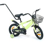 THUNDER Otroško kolo 14" sivo – jeklen okvir, pomožna kolesa z LED, vodilna palica, košara, 3–6 let, (5000231309) | Shoptok.si