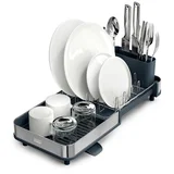 Crni plastičan prilagodljiv ocjeđivač za posuđe 31x19 cm Extend Slim Steel –