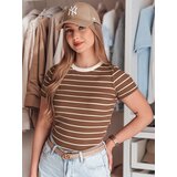 DStreet T-shirt damskie basic w paski LINESS brązowy | ePonuda.com