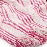 vidaXL Pamučni pokrivač na pruge 125x150 cm ružičasto bijeli | shoptok.hr