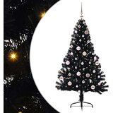 vidaXL Umjetna preddekorirana božićna jelka Črna 150 cm PVC | Shoptok.si