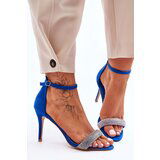 Kesi Suede high heel sandals with rhinestones blue moments Cene