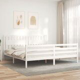 Maison Chic Posteljni okvir - Dvoposteljna postelja - Zakonska postelja z vzglavjem bel 200x200 cm trden les-J5775, (21771245) | Shoptok.si
