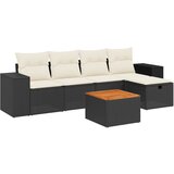 Maison Chic Seti vrtnega pohištva - Vrtna garnitura - Vrtni pohištvo set 6-delna z blazinami črna poli ratan, (21813017) | Shoptok.si