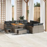 vidaXL 13-delni vrtni sofa komplet z blazinami, siva poli ratan akacija | Shoptok.si