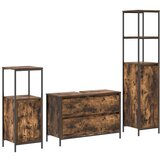  Set namještaja za kupaonicu od 3 dijela dimljenog hrasta od konstruiiranog drva | shoptok.hr