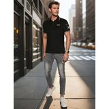 DStreet Koszulka męska polo z naszywkami czarna | shoptok.hr