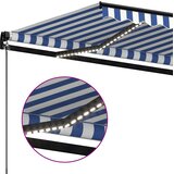 Tenda na ručno uvlačenje s LED svjetlom 600x300 cm plavo-bijela | Eponuda.com