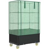 vidaXL Visoka greda s prevleko in kolesi videz ratana 80x50x182 cm | Shoptok.si