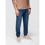 Ombre Men's denim joggers with asymmetrical stitching - blue Cijene