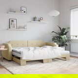  The Living Store Izvlečna dnevna postelja z vzmetnico krem 100x200 cm blago - Izvlečna Dnevna Postelja, (21441700) | Shoptok.si