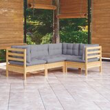 Maison Chic Seti vrtnega pohištva - Vrtna garnitura - Vrtni pohištvo set 4-delna s sivimi blazinami borovina, (21816875) | Shoptok.si