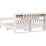  Krevet s regalom z knjige bez madraca bijeli 200x200cm borovina | shoptok.hr