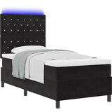 vidaXL Box Spring postelja z vzmetnico in LED črna 90x200 cm žamet, (22050834) | Shoptok.si