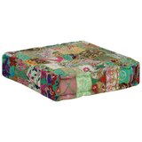 vidaXL Tabure s patchworkom četvrtasti pamučni 50 x 50 x 12 cm zeleni | shoptok.hr
