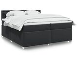  The Living Store Box spring postelja z vzmetnico črna 200x200 cm umetno usnje - Box Spring Postelja, (21520465) Cene