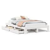 Maison Chic Posteljni Okvir - Dvoposteljna postelja brez vzmetnice bel 120x190 cm trdna borovina, (22082289) | Shoptok.si