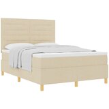 vidaXL Box Spring postelja z vzmetnico Krem 160x200 cm Tkanina, (22051379) Cene
