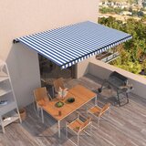 vidaXL Ročno zložljiva tenda 500x350 cm modra in bela - - modra - 35.62 - 500 x 350 cm - 2025- | Shoptok.si