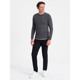 Ombre Men's cotton sweater with round neckline - graphite melange | Eponuda.ba