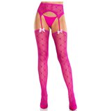 LEG AVENUE HOSIERY LEG AVENUE - HEART STOCKINGS WITH GARTERS MAGENTA | Shoptok.si